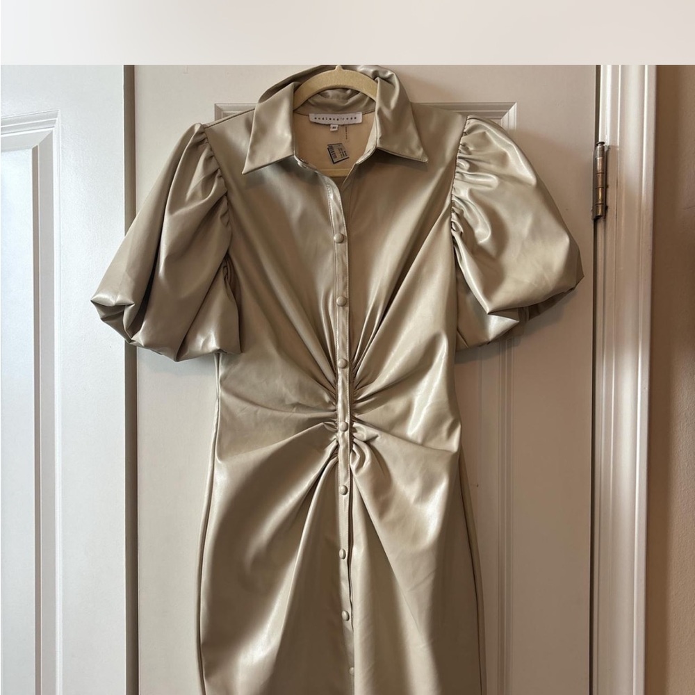 Beige Puff Sleeve dress